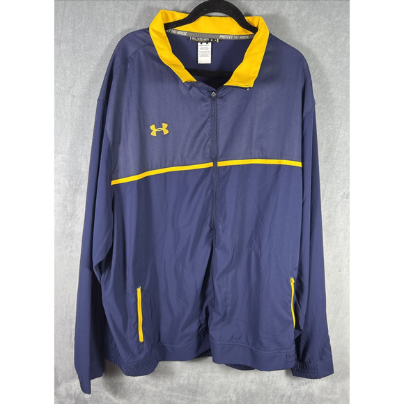 Under Armour All Season Gear 4XL Mens Full Zip Training Jacket NAVY & YELLOW - Picture 1 of 7